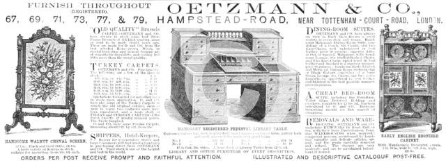 Oetzmann & Co., furniture, 1883.  Creator: Unknown.