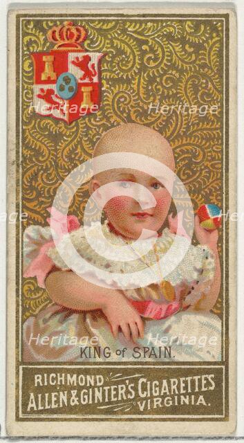 King of Spain, from World's Sovereigns series (N34) for Allen & Ginter Cigarettes, 1889., 1889. Creator: Allen & Ginter.