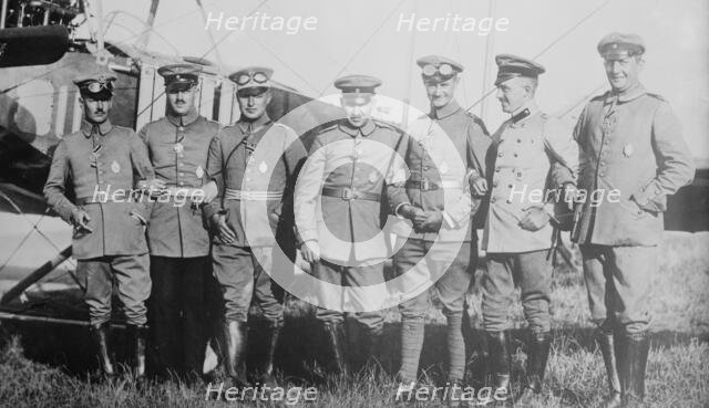 Aviators decorated with iron cross: Saenger, Baas, Hahn, Ingold, Hug..., between c1910 and c1915. Creator: Bain News Service.