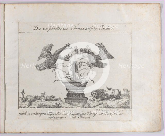 Allegory representing the freedom of France with four silhouettes, 1793-1800. Creator: Anon.