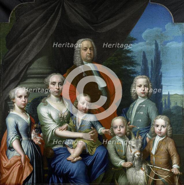 Willem Philip Kops (1695-1756), with his Wife and Children, 1738. Creator: Frans Decker.