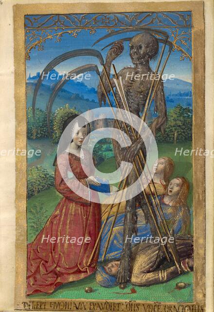 Denise Poncher before a Vision of Death; Poncher Hours, about 1500. Creator: Master of the Chronique Scandaleuse.