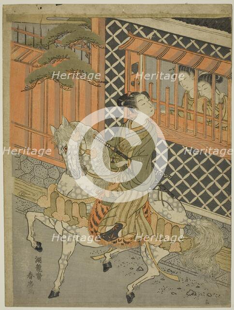Young Samurai on Horseback, c. 1769/70. Creator: Isoda Koryusai.
