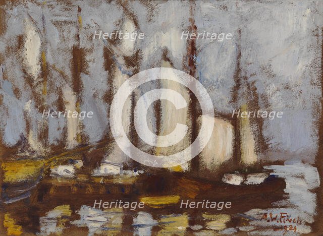 Sailing Vessels, 1929. Creator: Alfred William Finch.