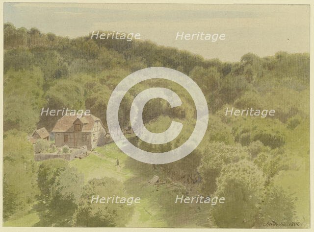 Farm in a forest clearing in the Harz Mountains, 1864. Creator: Carl Theodor Reiffenstein.
