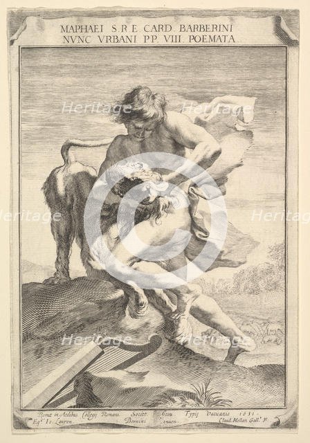 David Strangling the Lion, 1631. Creator: Claude Mellan.