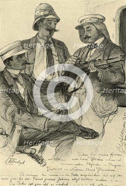 Europeans on board ship, 1898.  Creator: Christian Wilhelm Allers.