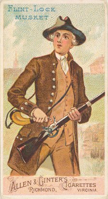 Flint-Lock Musket, from the Arms of All Nations series (N3) for Allen & Ginter Cigarettes ..., 1887. Creator: Allen & Ginter.