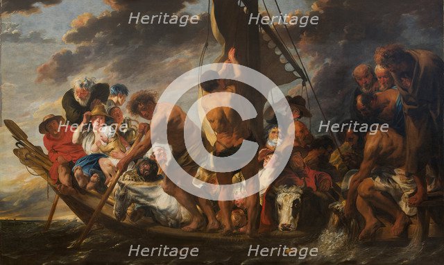 The Tribute Money. Peter Finding the Silver Coin in the Mouth of the Fish. (The Ferry Boat to Antwerp), 1616-1634. Artist: Jordaens, Jacob (1593-1678)