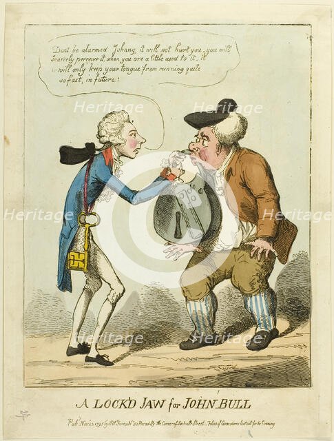 A Lock'd Jaw for John Bull, published November 23, 1795. Creator: Unknown.