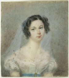 Portrait of Ewelina Hanska, née Rzewuska (1801-1882), 1820s. Creator: Anonymous.