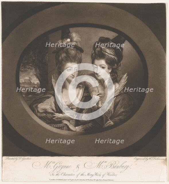 Mrs. Gwyn & Mrs. Bunbury in the Characters of The Merry Wives of Windsor, 1780.. Creator: William Dickinson.