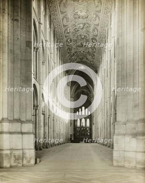 Ely Cathedral: Nave from Porch Door, 1891. Creator: Frederick Henry Evans.