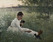 Girl with cats in a summer landscape, 1892.