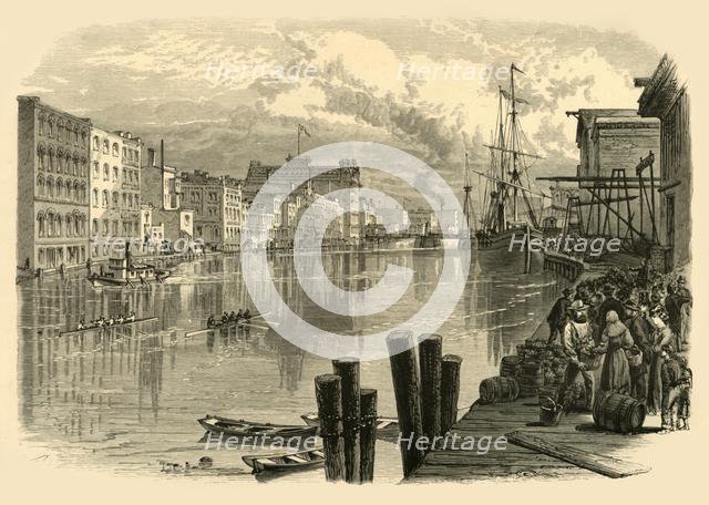 'Milwaukee River, at Milwaukee', 1874.  Creator: Alfred Waud.