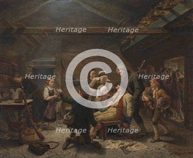 The Return of the Bear Hunter, 1862. Creator: Adolph Tidemand.