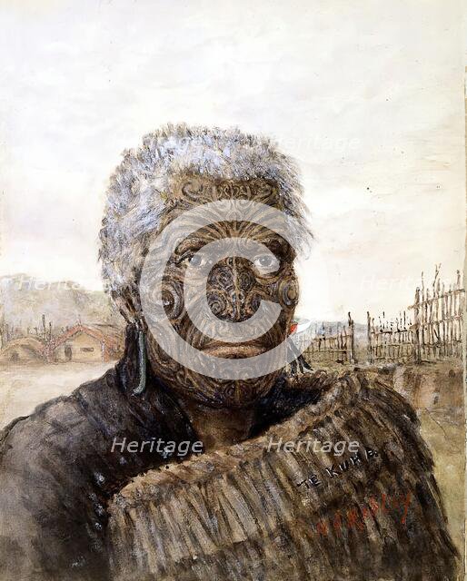 Te Kuha: a carver and warrior, c1860s. Creator: Major HG Robley.