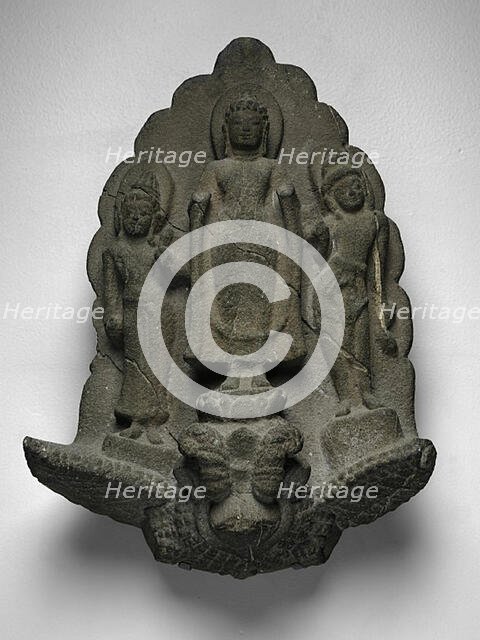 Buddha and Companions Riding a Mythical Animal, Dvaravati period, 8th century. Creator: Unknown.