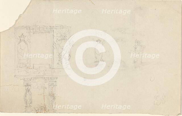 Structure with Figures in Asian Dress (Illustration for ?The Casket??), c. 1812?. Creator: John Flaxman.