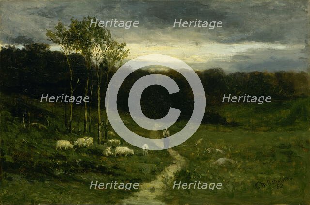 Woman Walking down Path, 1882. Creator: Edward Mitchell Bannister.