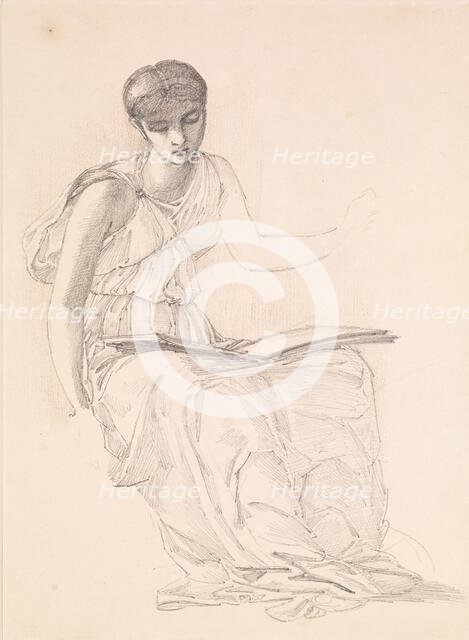 The Fates - study of drapery for figure of Clotho, 1865. Creator: Sir Edward Coley Burne-Jones.