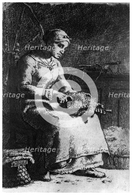 'The Wool Carder', c1835-1875 (1924). Artist: Jean Francois Millet