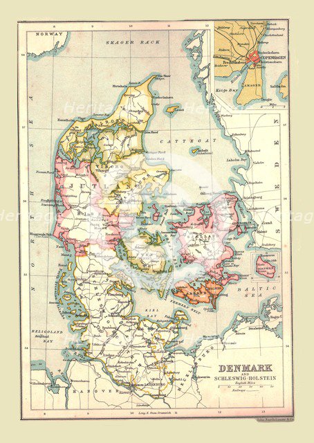 Map of Denmark, 1902.  Creator: Unknown.