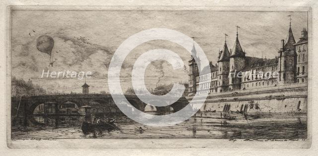 Etchings of Paris: The Exchange Bridge, 1854. Creator: Charles Meryon (French, 1821-1868).