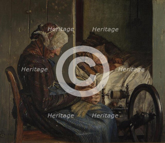 Grandmother with her grandson, 1875. Creator: Kristian Zahrtmann.