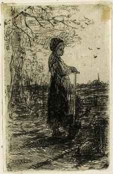 Girl with a Spade, 1873. Creator: Jozef Israels.