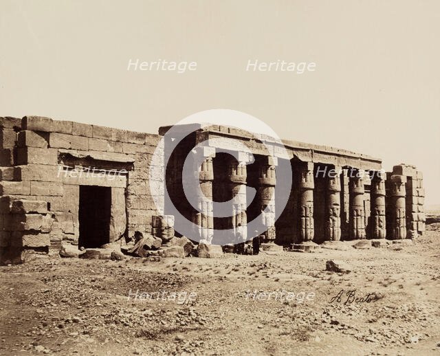 Qurna, Mortuary Temple of Seti I. Luxor, West Bank (Thebes), between 1860 and 1903. Creator: Antonio Beato.