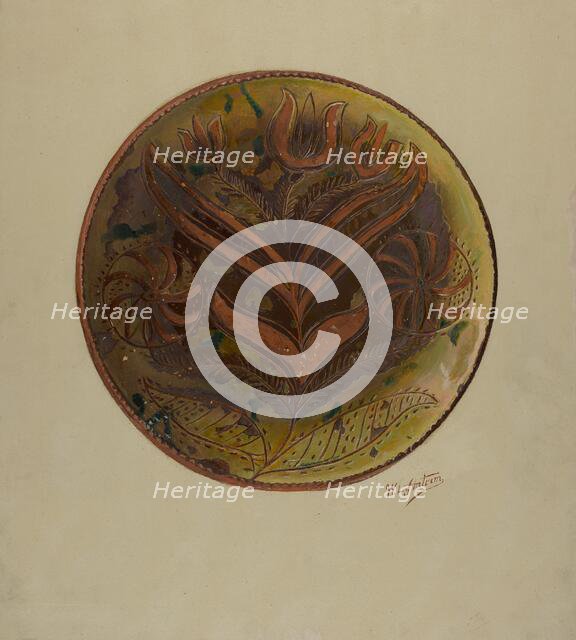 Pa. German Plate, c. 1937. Creator: William L Antrim.