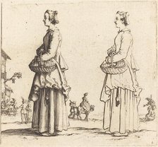 Peasant Woman with Basket, in Profile, Facing Left, 1617 and 1621. Creator: Jacques Callot.