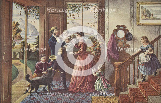 The Four Seasons of Life - Middle Age, 'The Season of Strength' , pub. 1868, Currier & Ives (Colour 