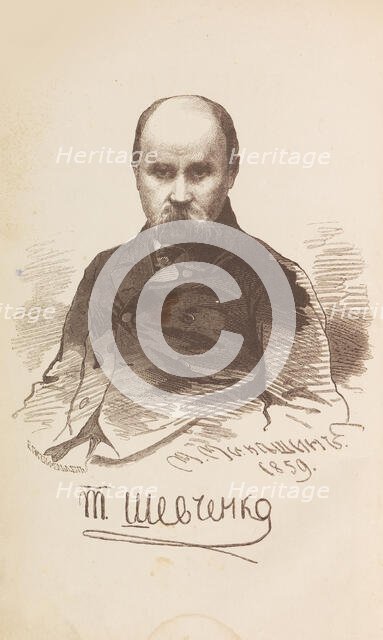 Portrait of the poet Taras Shevchenko (1814-1861), 1860. Creator: Mikeshin, Mikhail Osipovitsch (1835-1896).