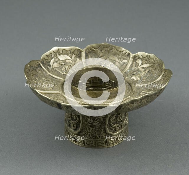 Lotus-Shaped Altar Bowl Stand, 18th century. Creator: Unknown.