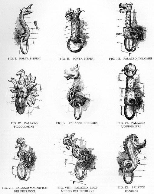 Sienese tethering rings, 1926. Artist: Unknown