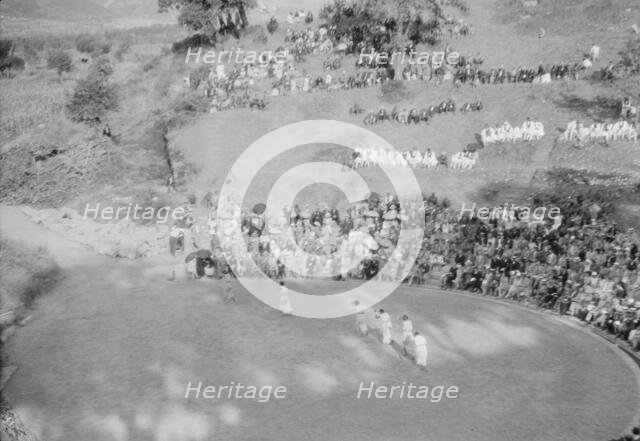 Kanellos dance group at ancient sites in Greece, 1929 Creator: Arnold Genthe.