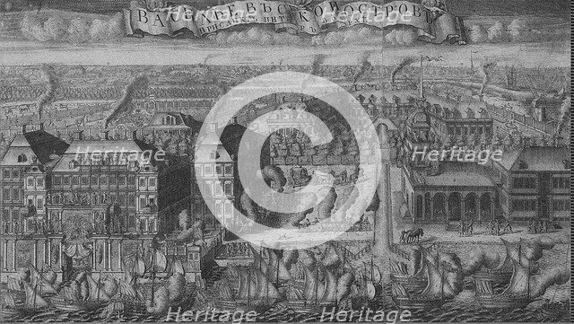 Triumphal Bringing of Swedish Ships into St Petersburg after the Victory off the Hanko Peninsula, 1714. Artist: Zubov, Alexei Fyodorovich (1682-after 1750)