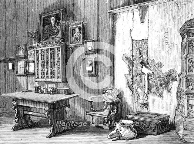 The Luther Celebration in Germany: Luther's room in the Wartburg, at Eisenach, 1883. Creator: Unknown.