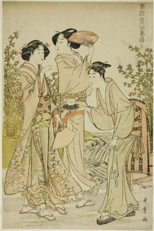 Elegant Pleasures: The Scent of Flowers, left (Furyu hana no ka asobi, ge), Japan, c. 1783. Creator: Kitagawa Utamaro.