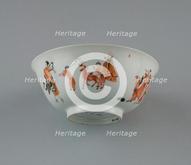 Bowl with Daoist Immortals, Qing dynasty (1644-1911), Qianlong reign mark and period (1736-1795). Creator: Unknown.