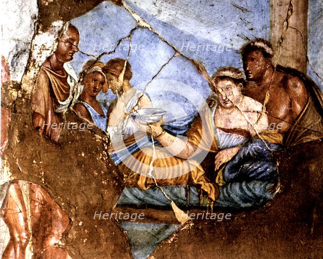 Scene of a feast', fresco from Pompeii.
