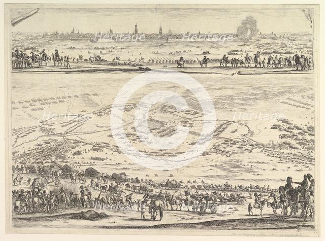Plan and view of the siege of Arras: lower part of the plate with a topographical view wit..., 1641. Creator: Stefano della Bella.