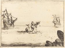 Siren between Two Ships, 1628. Creator: Jacques Callot.