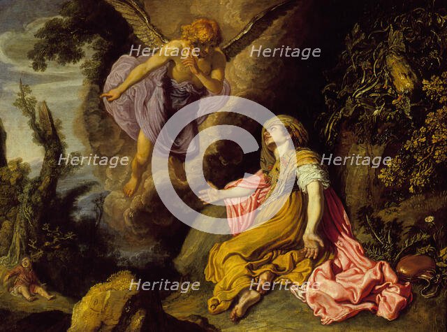 An angel appears and reveals a well of water to Hagar (Genesis 21:14-21) , 1614. Creator: Pieter Lastman.