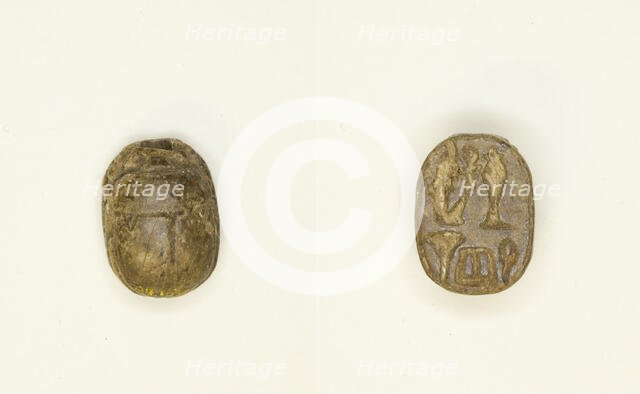 Scarab: Ma’at with Hieroglyphs, Egypt, New Kingdom-Late Period, Dynasties 18-30 (abt 1550-343 BCE). Creator: Unknown.