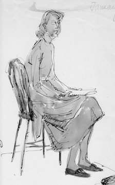 Woman sitting on a chair, c1950. Creator: Shirley Markham.