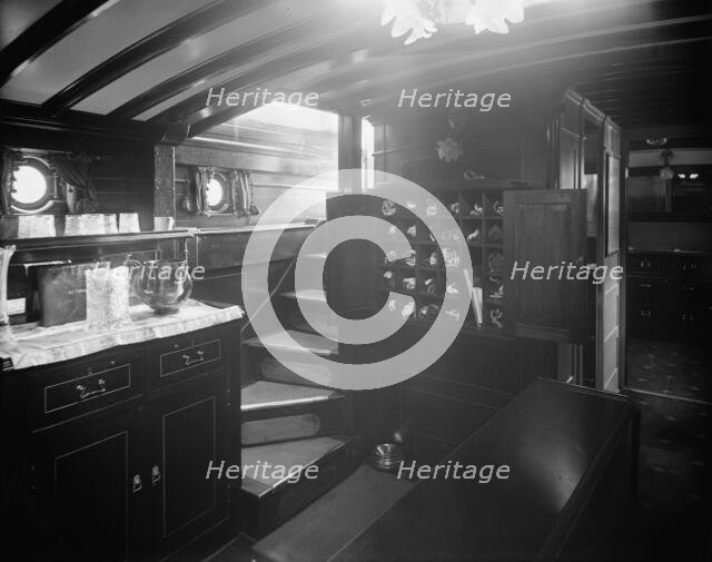 Yacht Althea, cabin showing buffet, between 1907 and 1915. Creator: Unknown.