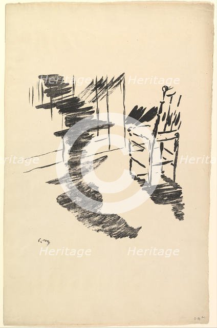 The Shadow that Lies Floating on the Floor. Illustration to The Raven by Edgar Allan Poe, 1875. Creator: Edouard Manet.